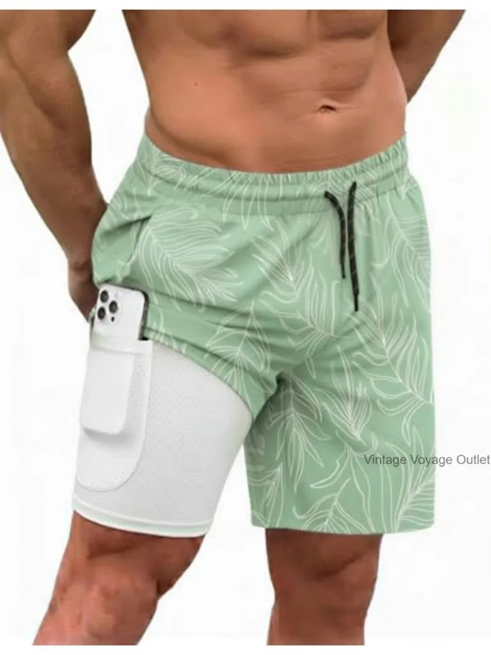 Men Swim Trunks with Compression Liner Quick Dry Bathing Suit 2 in 1